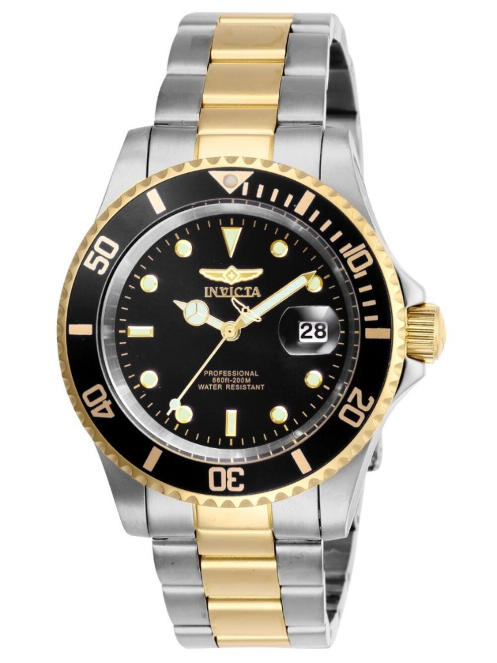 $199 INVICTA PRO DIVER COASTPATH MENS BLACK & GOLD 40MM QUARTZ STEEL WATCH NIB